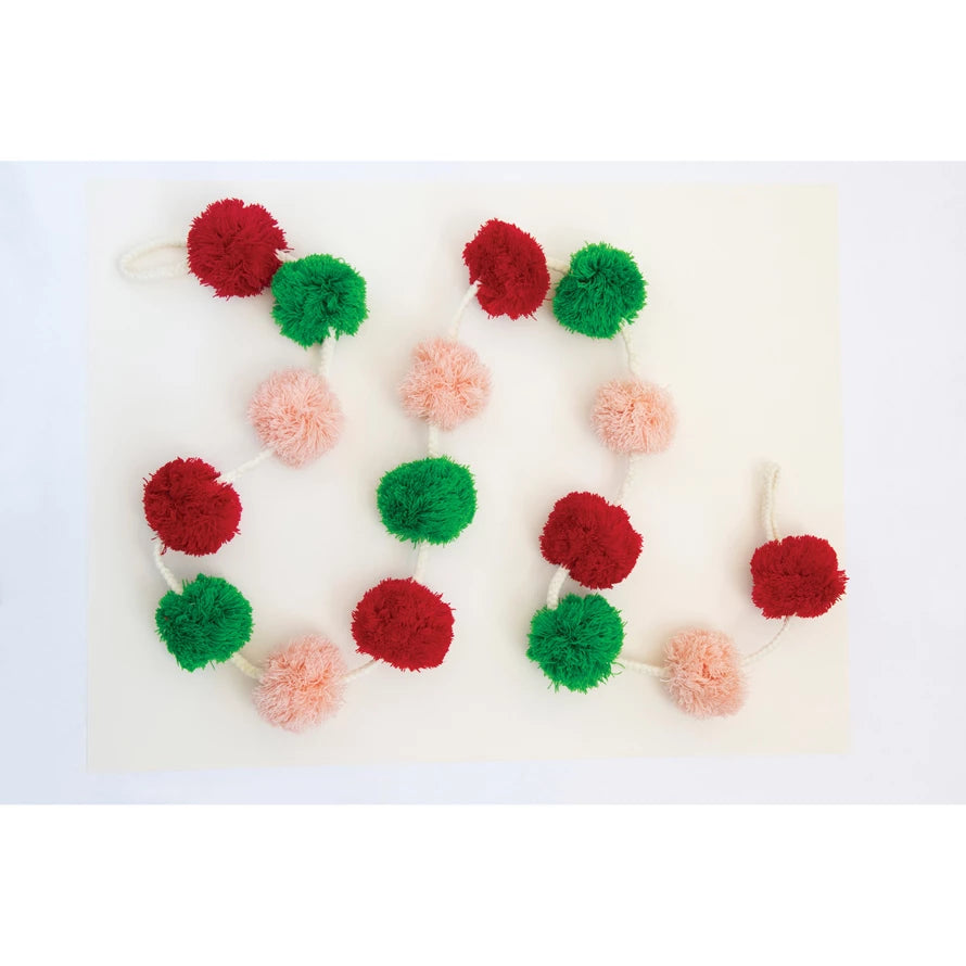 72"L WOOL FELT POM POM GARLAND