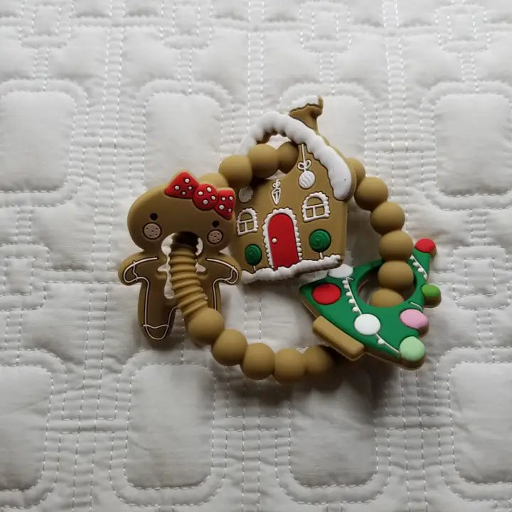 CHRISTAMS TREE AND GINGERBREAD TEETHER RING