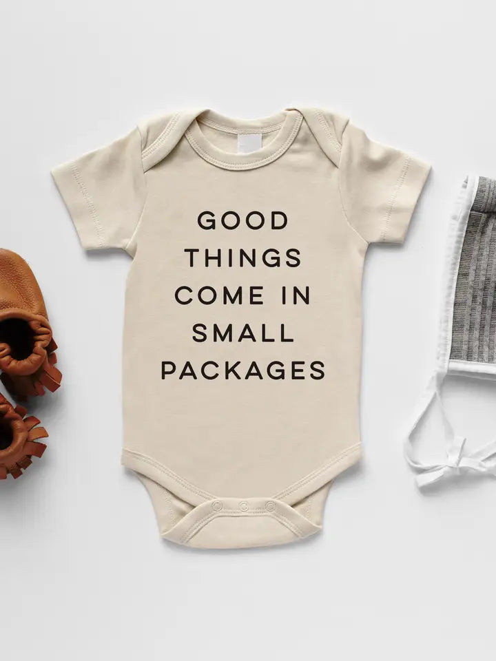 GOOD THINGS COME IN SMALL PACKAGES ONESIE