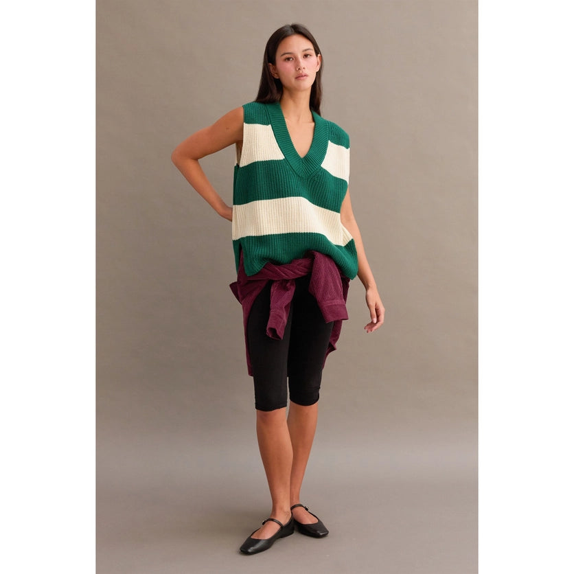 STRIPED V-NECK SWEATER VEST