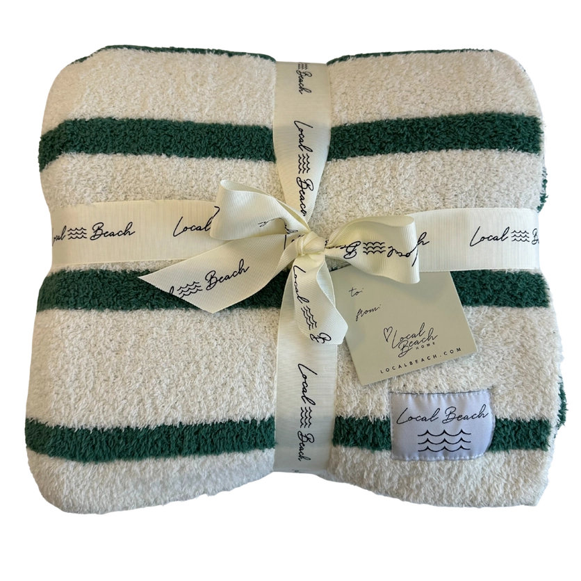 GREEN STRIPED COZY LUXE HOME BLANKET