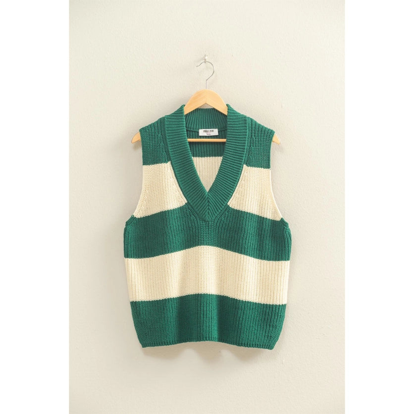 STRIPED V-NECK SWEATER VEST