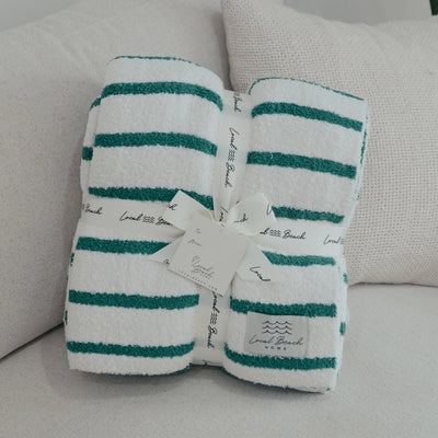 GREEN STRIPED COZY LUXE HOME BLANKET
