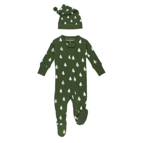 ORGANIC FROSTY PINE FOOTIE & CAP