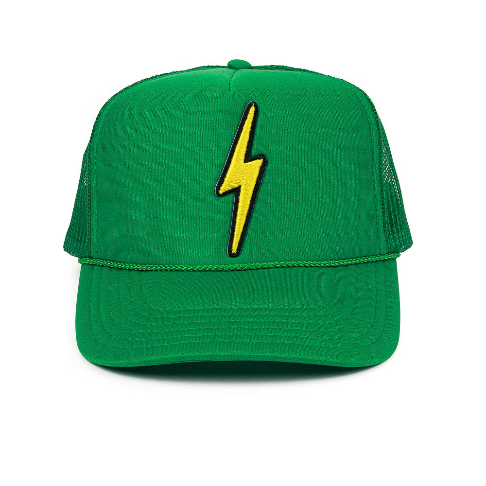 GREEN LIGHTING BOLT PATCH TRUCKER HAT