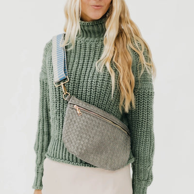 GRAY WOVEN BUM BAG