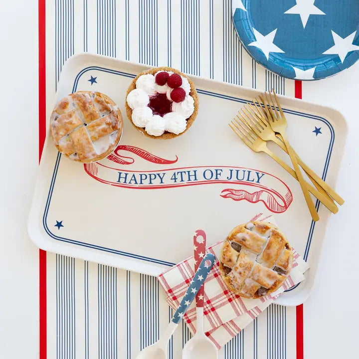 HAPPY 4TH OF JULY REUSABLE BAMBOO SERVING TRAY
