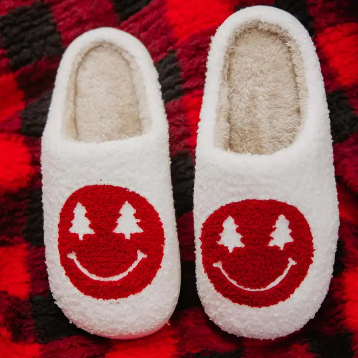 TREE EYES HAPPY CHRISTMAS SLIPPERS