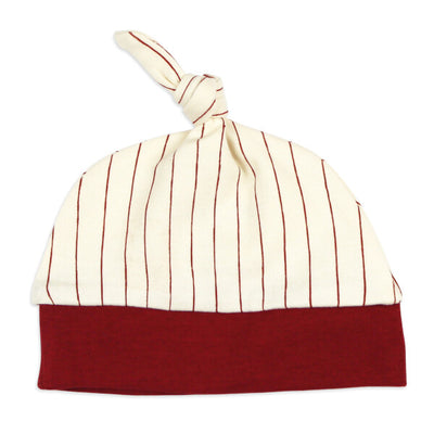 ORGANIC KNOTTED RED PINSTRIPE HAT