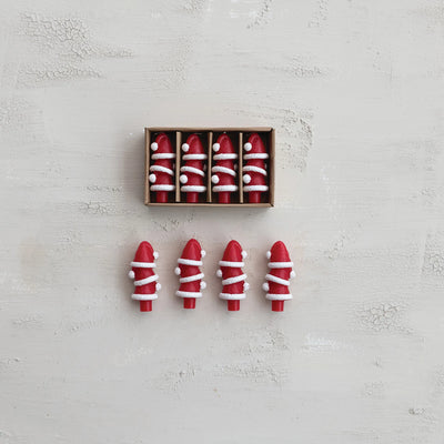 UNSCENTED SANTA HAT SHAPED TAPER CANDLES