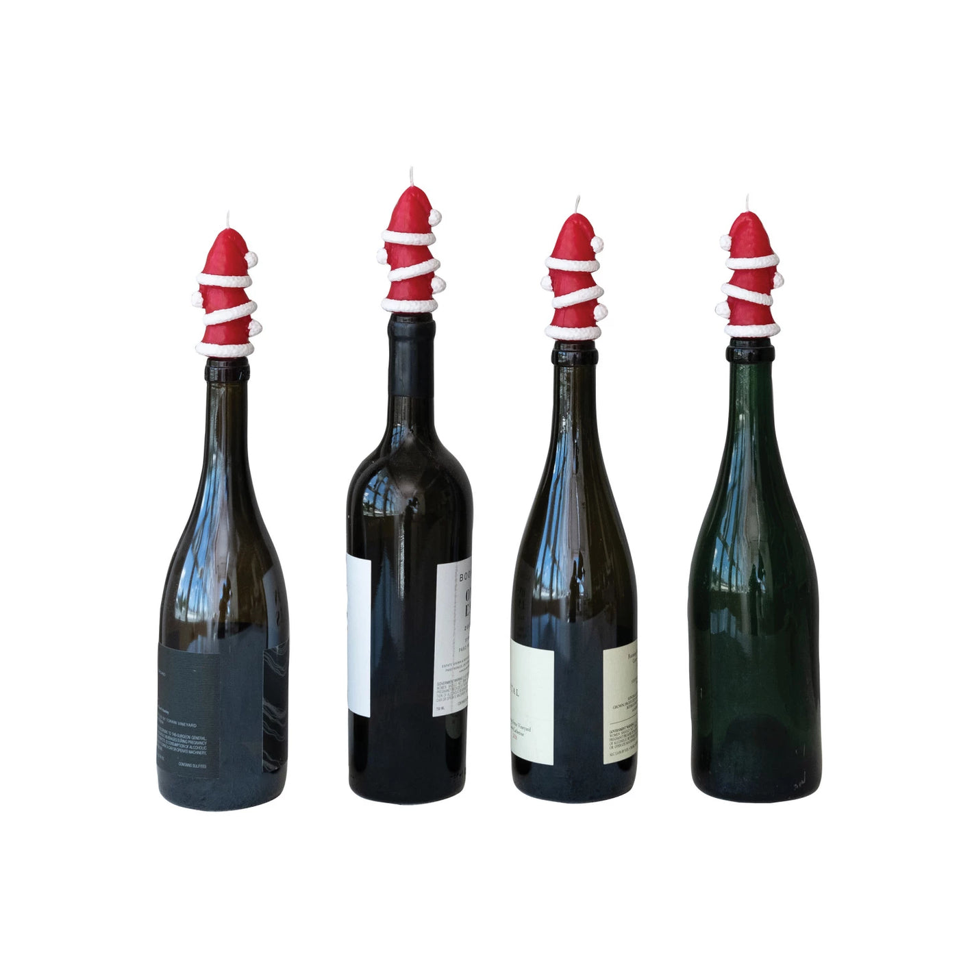 UNSCENTED SANTA HAT SHAPED TAPER CANDLES