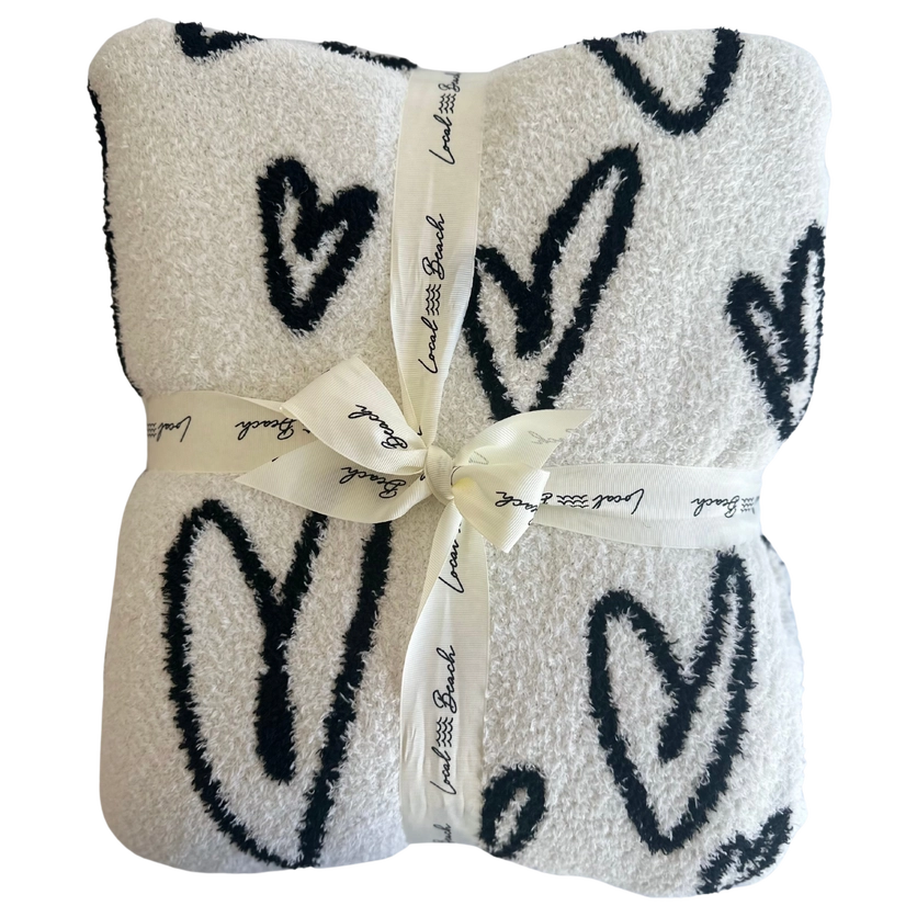 BLACK HEART COZY LUXE HOME BLANKET