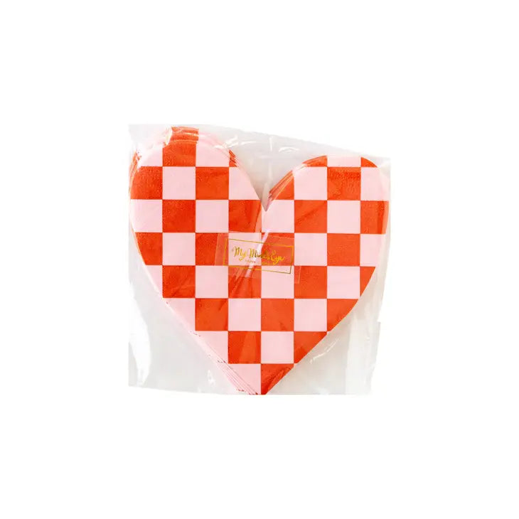 CHECKED HEART PAPER NAPKINS