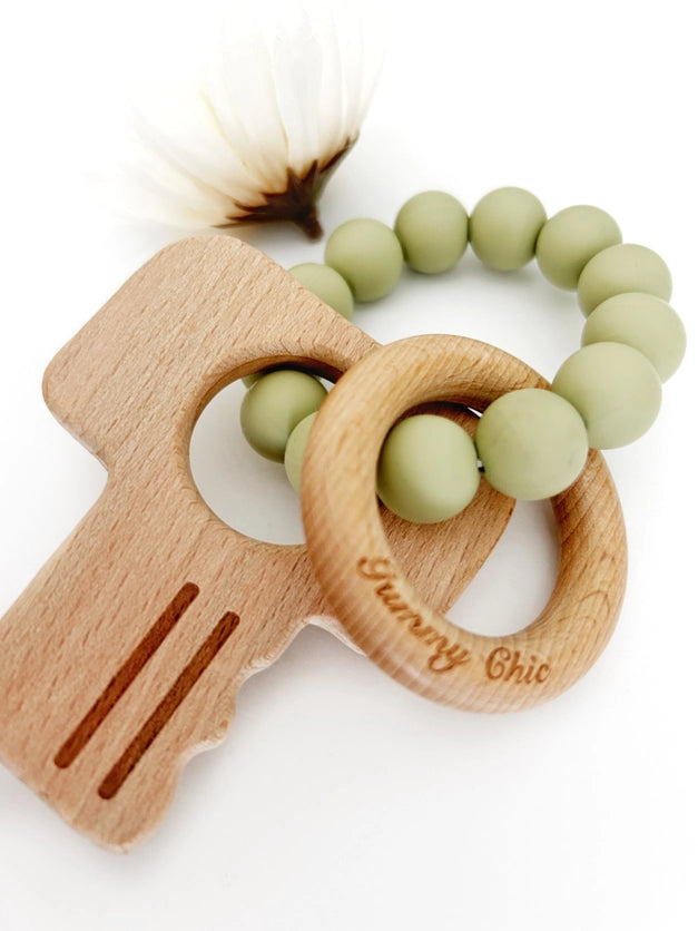 KEY WOOD/BOX SILICONE TEETHER