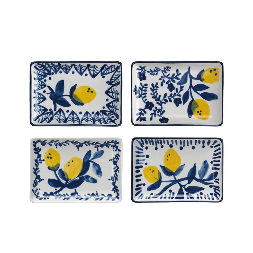 LEMON HAND-PAINTED STONEWARE DISH