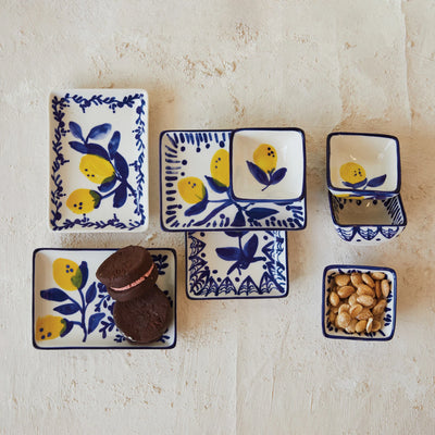 LEMON HAND-PAINTED STONEWARE DISH