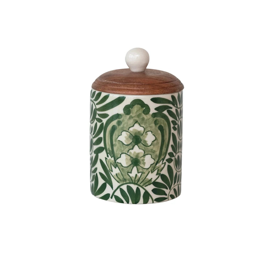 HAND-PAINTED STONEWARE CANISTER
