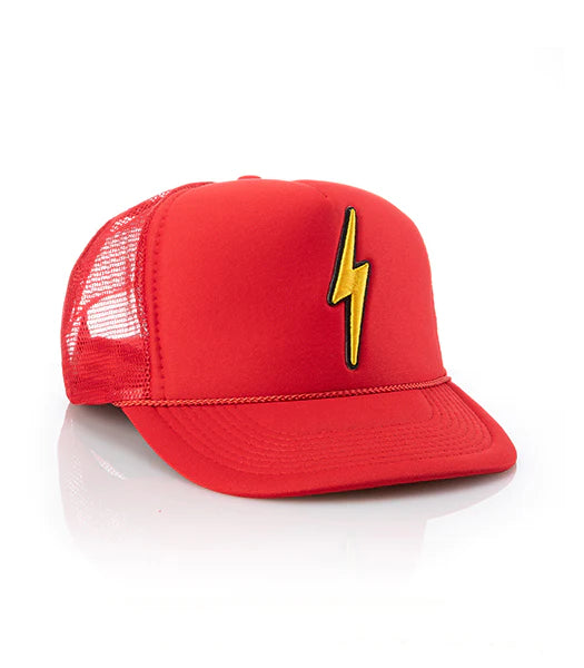 LIGHTING BOLT TRUCKER HAT - RED