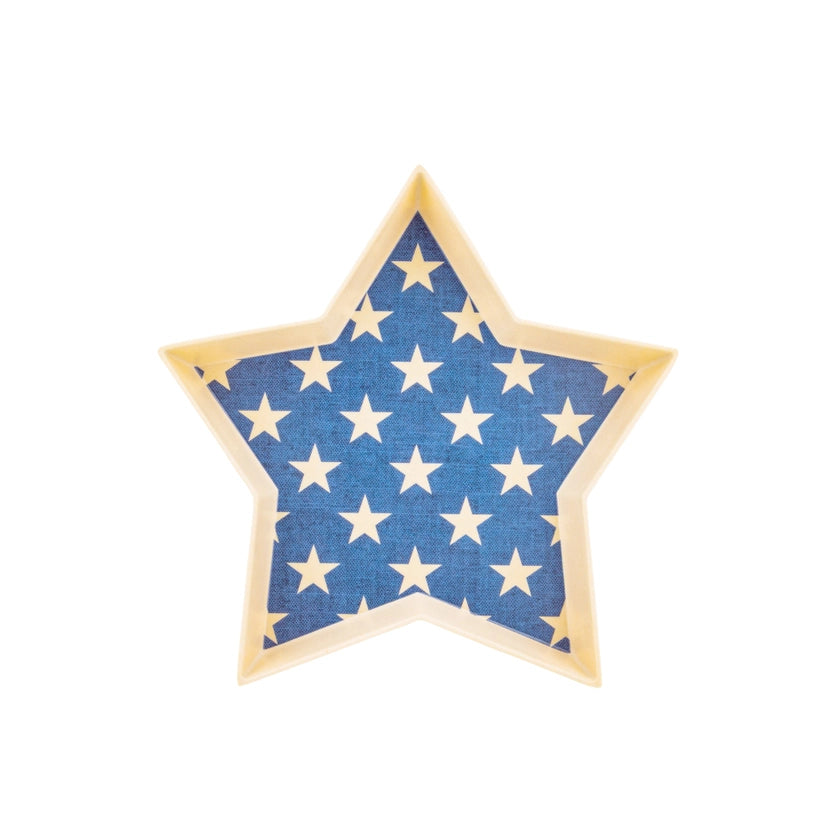BLUE STAR SHAPED BAMBOO TRAY