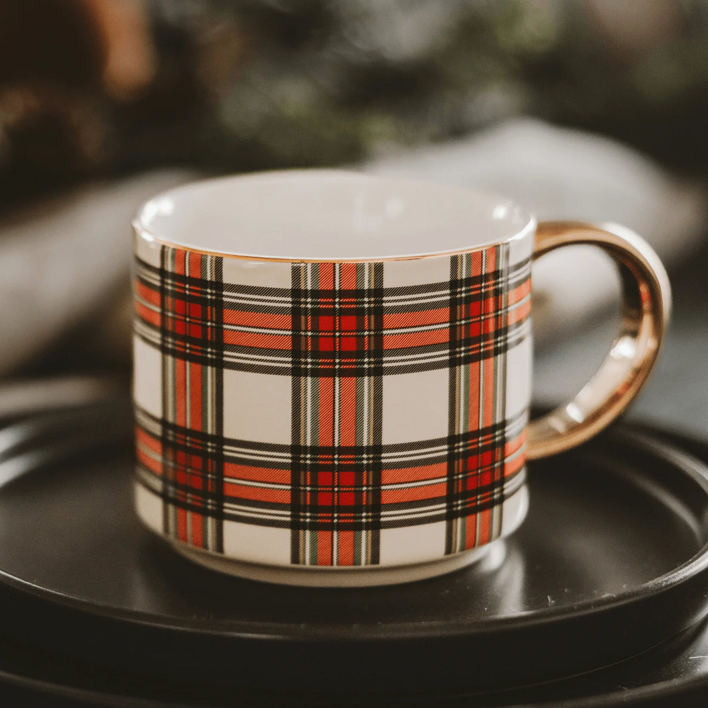 WHITE PLAID 14OZ MUG