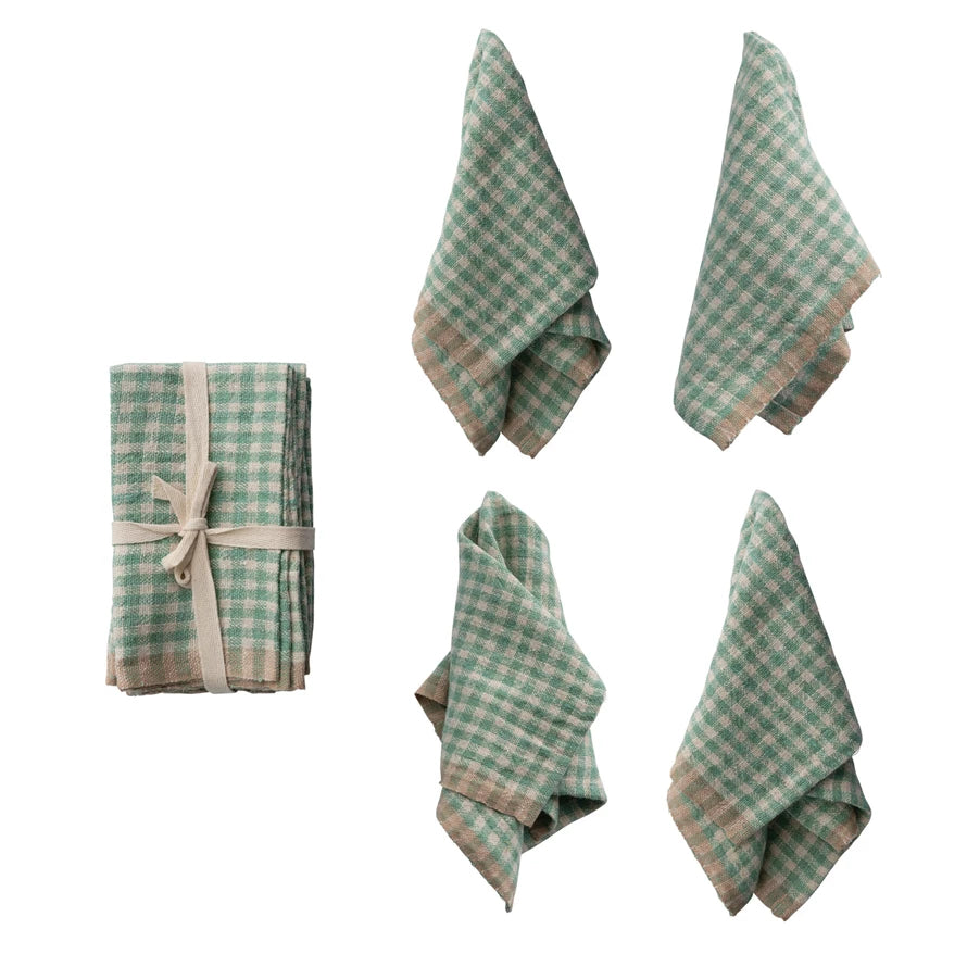 AQUA WOVEN LINEN NAPKINS SET OF 4
