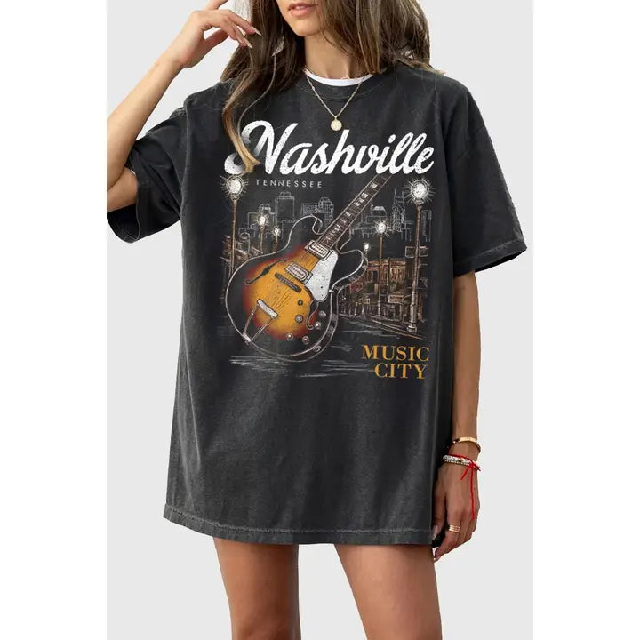 NASHVILLE MUSIC CITY OVERSIZED GRAPHIC TEE