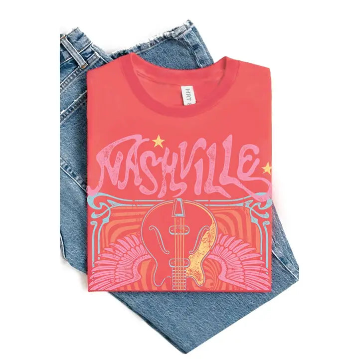 RED NASHVILLE OVERSIZED GRAPHIC TEE