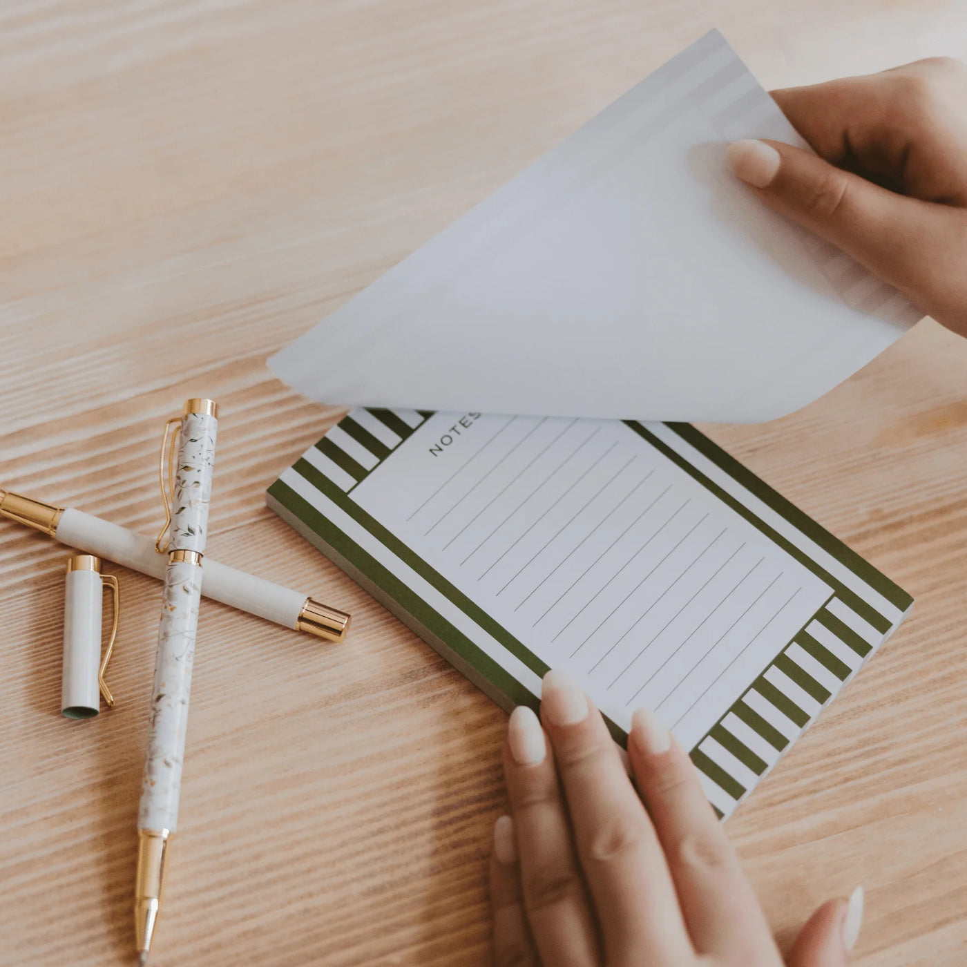 STRIPED GREEN NOTEPAD