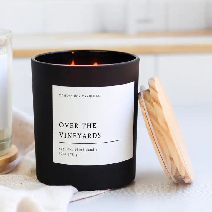 OVER THE VINEYARDS 10oz MATTE BLACK GLASS SOY CANDLE