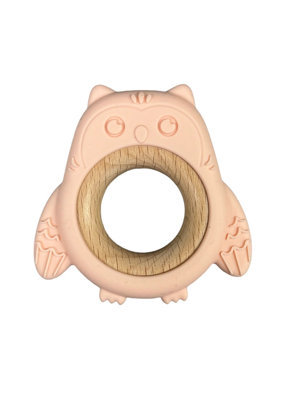 PINK OWL SILICONE TEETHER