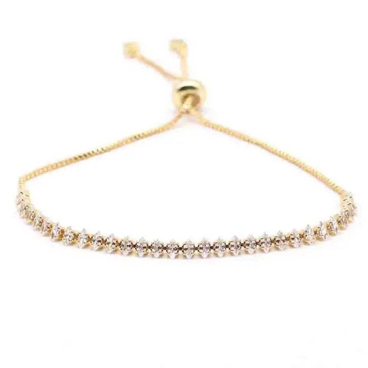 PAVE CRYSTAL CZ ADJUSTABLE BRACELET 18K