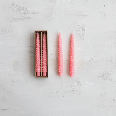 PINK TREE SHAPED TAPER CANDLES