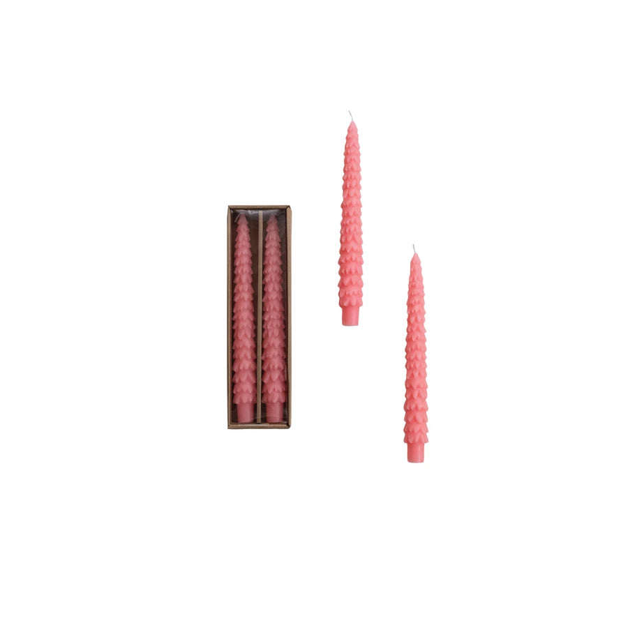 PINK TREE SHAPED TAPER CANDLES