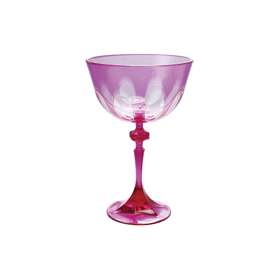 PINK ACYLIC STEMMED WINE GLASS