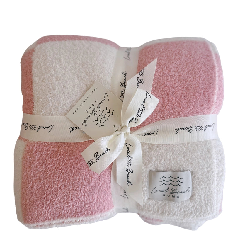 PINK CHECKER COZY LUXE HOME BLANKET
