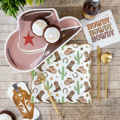 COWBOY TAN HAT SHAPED PLATE