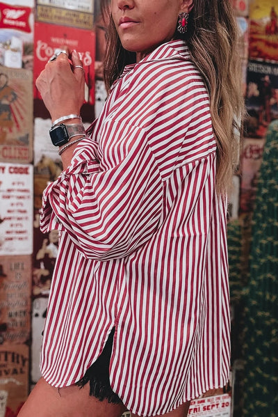 RED STRIPE LOOSE SHIRT