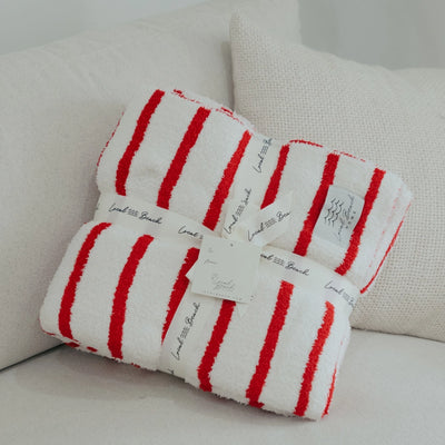 RED STRIPED COZY LUXE HOME BLANKET