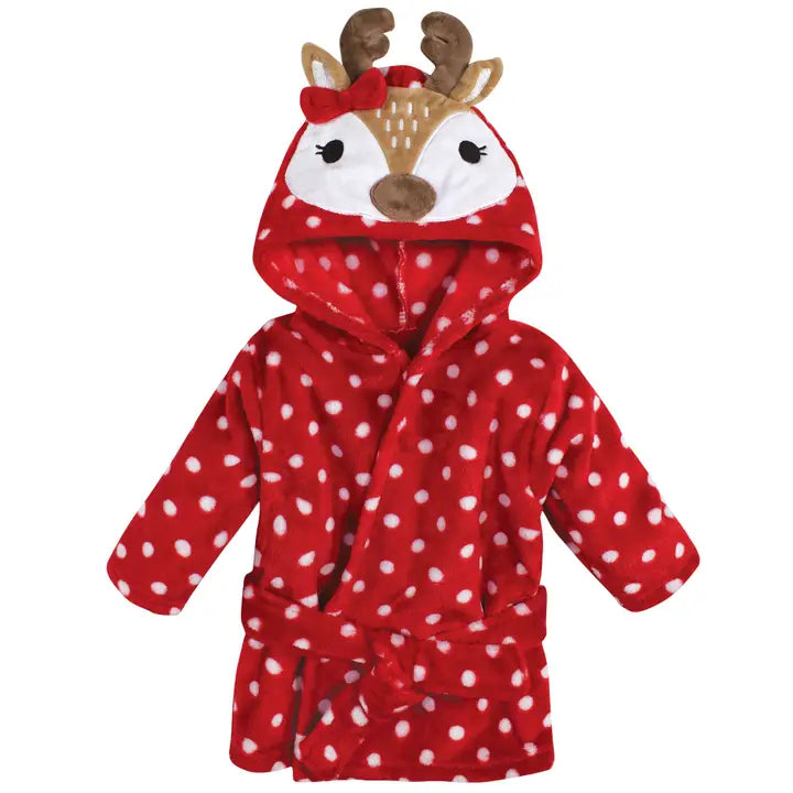 RED GIRLY BABY REINDEER BATHROBE