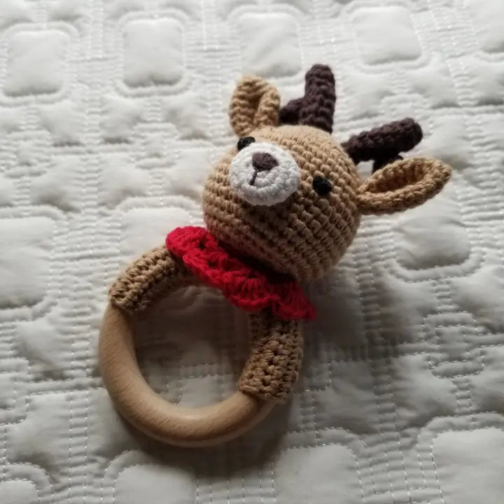 REINDEER HAND CROCHETED RATTLE