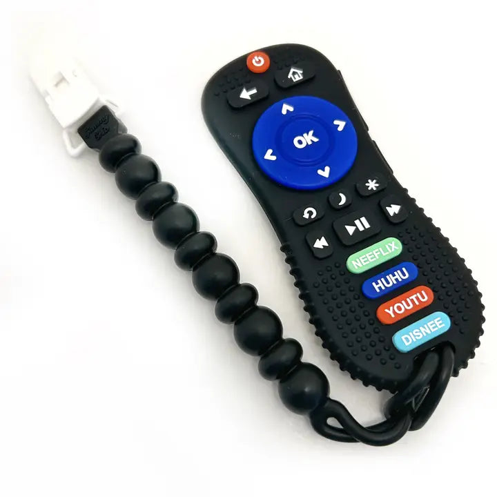 REMOTE CONTROL WITH A CLIP SILICONE TEETHER