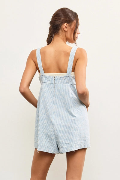 STARS STRIPED DENIM ROMPER