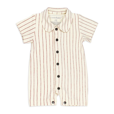 ORGANIC RED PINSTRIPE ROMPER