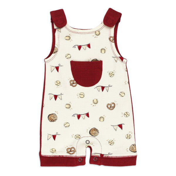 ORGANIC GAME DAY BASEBALL POCKET ROMPER