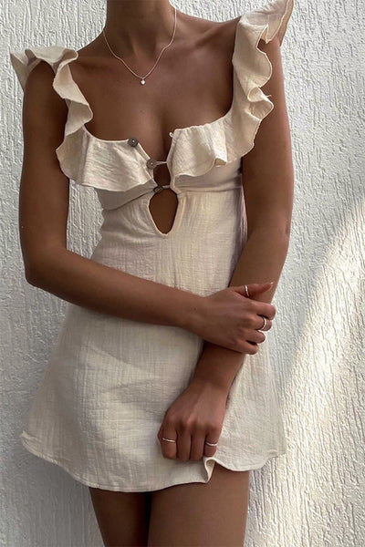 SUMMER BEIGE RUFFLE DRESS