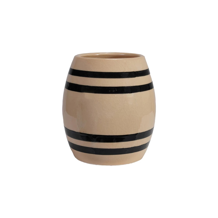 STONEWARE VINTAGE REPRODUCTION CROCK WITH STRIPES