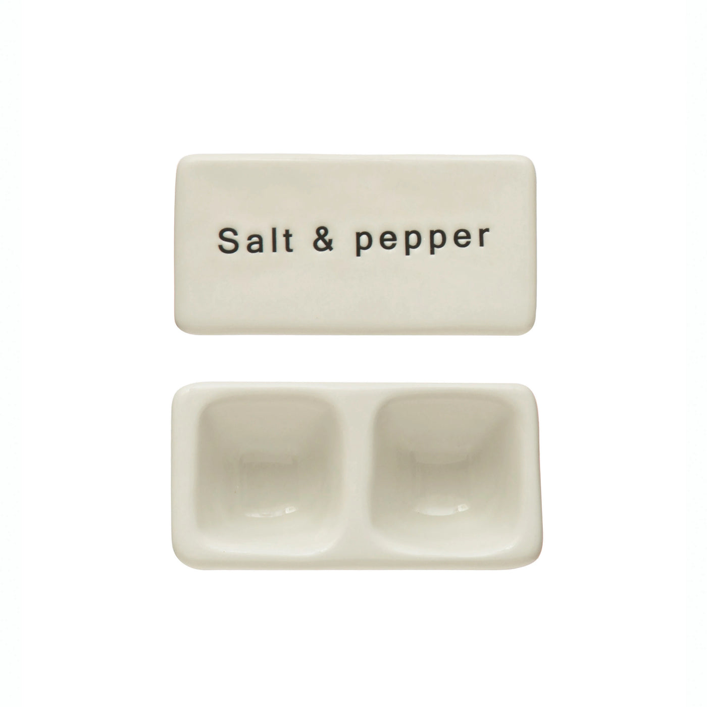 SALT AND PEPPER STONEWARE PINCH POT