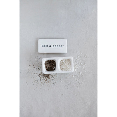 SALT AND PEPPER STONEWARE PINCH POT