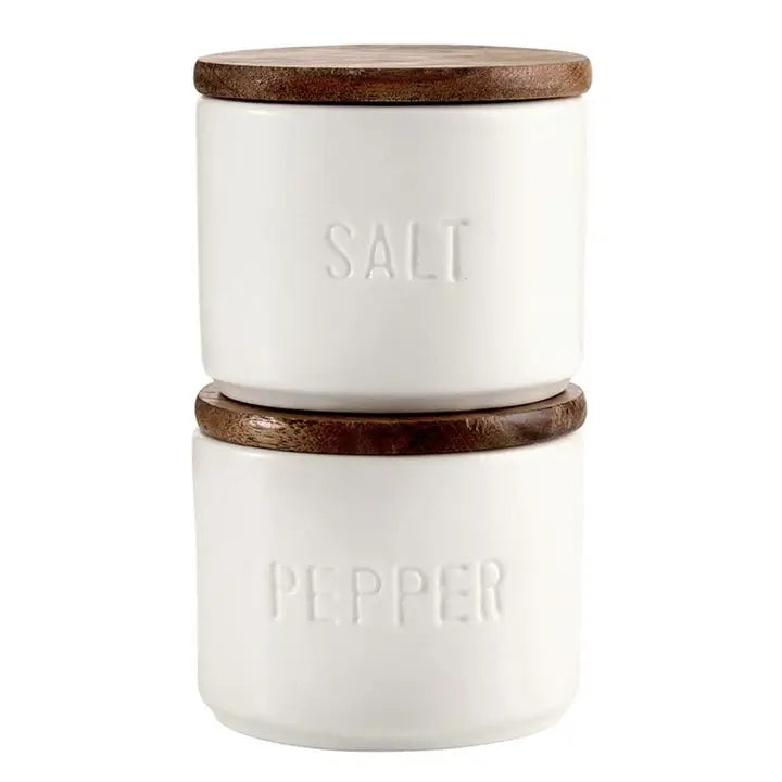 CERAMIC SALT + PEPPER SET