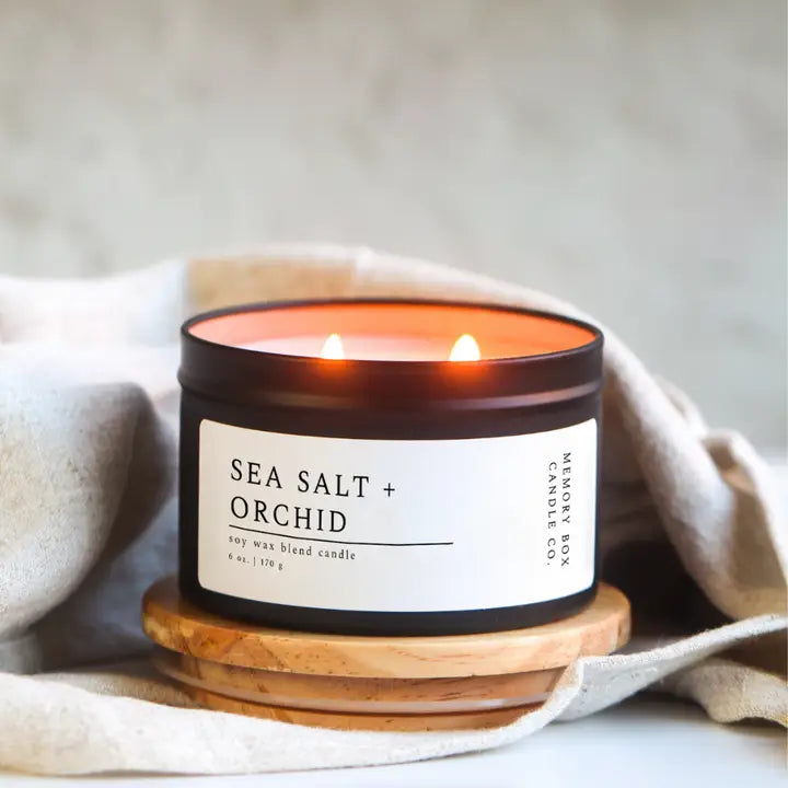 SEA SALT ORCHID - 6oz MATTE BLACK SOY CANDLE TIN